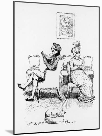 Mrs Bennet Turns to Speak to Her Husband Who is Reading a Book-Hugh Thomson-Mounted Photographic Print