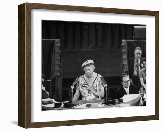 Mrs. Eleanor Roosevelt Speaking at the National Democratic Convention-null-Framed Photographic Print