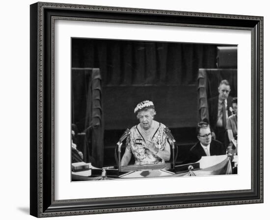 Mrs. Eleanor Roosevelt Speaking at the National Democratic Convention-null-Framed Photographic Print