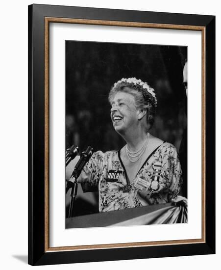 Mrs. Eleanor Roosevelt Speaking at the National Democratic Convention-null-Framed Photographic Print