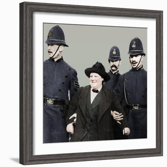 Mrs Flora Drummond, arrested in Hyde Park, London, 1914, (1935)-Unknown-Framed Photographic Print