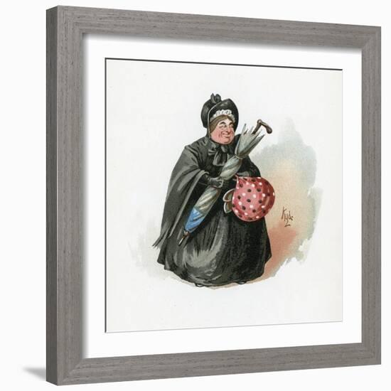 Mrs Gamp, Illustration from 'Character Sketches from Charles Dickens', C.1890 (Colour Litho)-Joseph Clayton Clarke-Framed Giclee Print