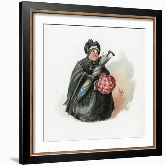 Mrs Gamp, Illustration from 'Character Sketches from Charles Dickens', C.1890 (Colour Litho)-Joseph Clayton Clarke-Framed Giclee Print