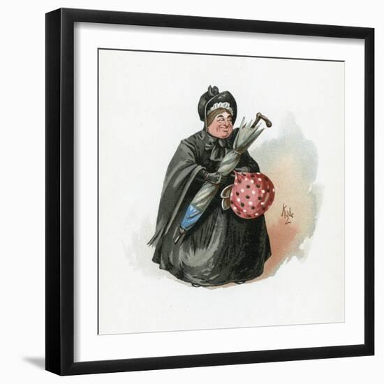 Mrs Gamp, Illustration from 'Character Sketches from Charles Dickens', C.1890 (Colour Litho)-Joseph Clayton Clarke-Framed Giclee Print