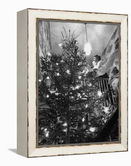 Mrs. George Sutton and Her Family Decorating Their Christmas Tree at Home-Ralph Crane-Framed Premier Image Canvas