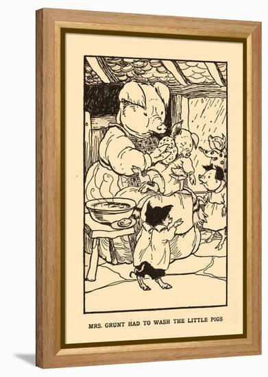 Mrs. Grunt Had To Wash The Little Pigs-AEK-Framed Stretched Canvas