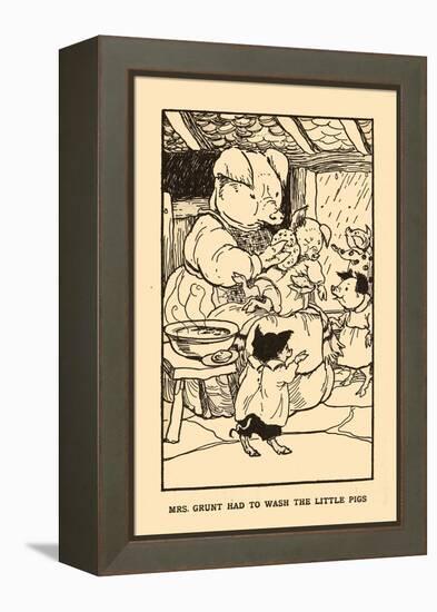 Mrs. Grunt Had To Wash The Little Pigs-AEK-Framed Stretched Canvas