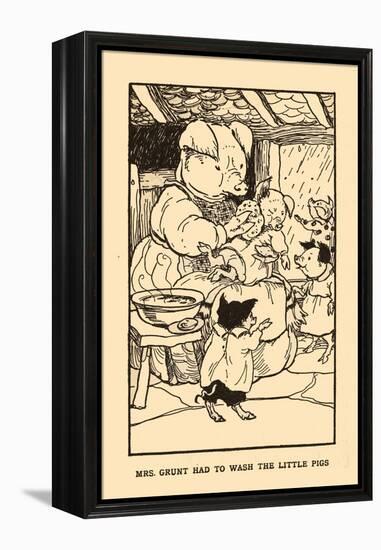 Mrs. Grunt Had To Wash The Little Pigs-AEK-Framed Stretched Canvas