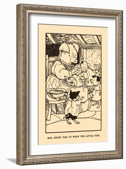 Mrs. Grunt Had To Wash The Little Pigs-AEK-Framed Art Print