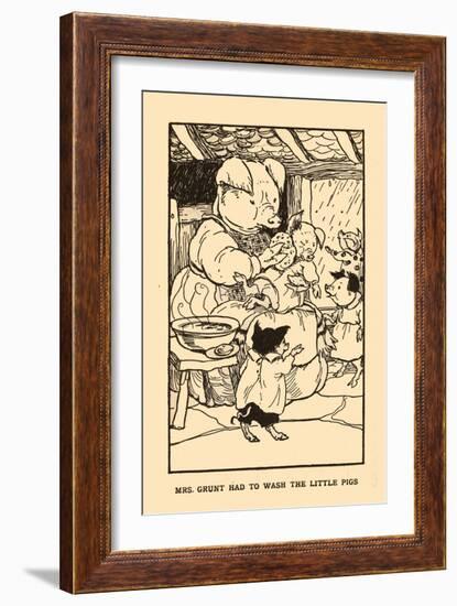 Mrs. Grunt Had To Wash The Little Pigs-AEK-Framed Art Print