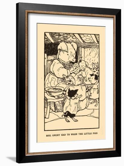 Mrs. Grunt Had To Wash The Little Pigs-AEK-Framed Art Print