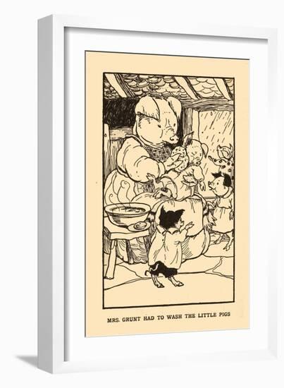 Mrs. Grunt Had To Wash The Little Pigs-AEK-Framed Art Print