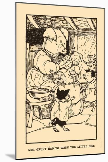 Mrs. Grunt Had To Wash The Little Pigs-AEK-Mounted Art Print