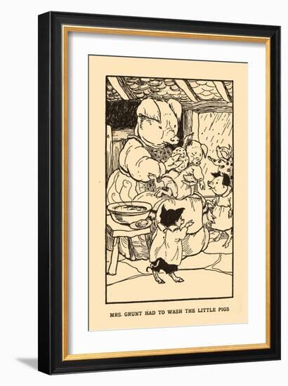 Mrs. Grunt Had To Wash The Little Pigs-AEK-Framed Art Print