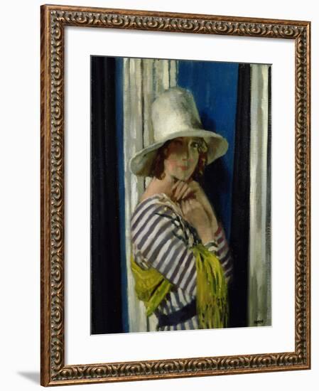 Mrs Hone in a Striped Dress, 1912-Sir William Orpen-Framed Giclee Print