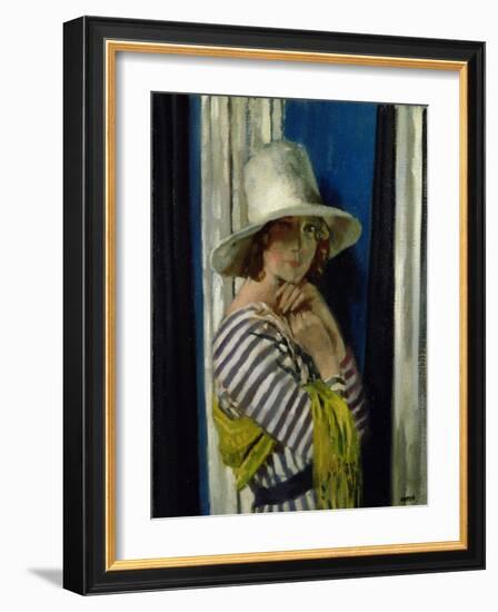 Mrs Hone in a Striped Dress, 1912-Sir William Orpen-Framed Giclee Print