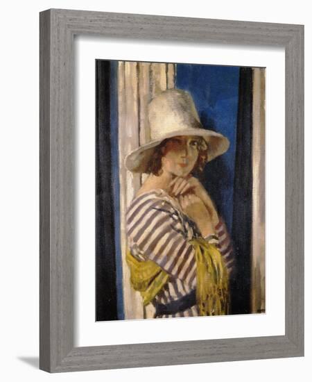 Mrs Hone in a Striped Dress, c.1912-Sir William Orpen-Framed Giclee Print