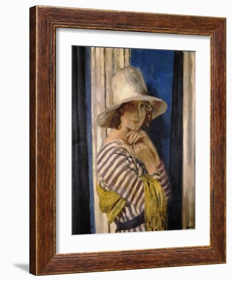 Mrs Hone in a Striped Dress-Sir William Orpen-Framed Giclee Print