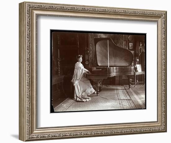 Mrs. I. M. Clark Seated at a Grand Piano, 1904-Byron Company-Framed Giclee Print