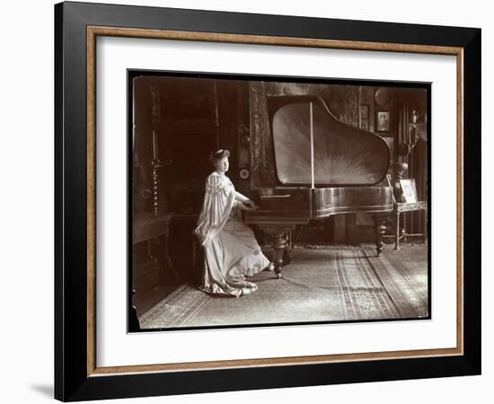 Mrs. I. M. Clark Seated at a Grand Piano, 1904-Byron Company-Framed Giclee Print