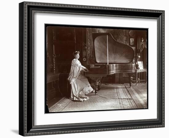 Mrs. I. M. Clark Seated at a Grand Piano, 1904-Byron Company-Framed Giclee Print