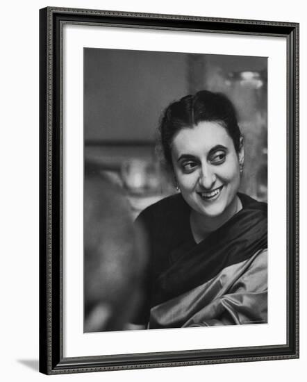 Mrs. Indira Gandhi Posing During Her Trip to the Us-Carl Mydans-Framed Premium Photographic Print