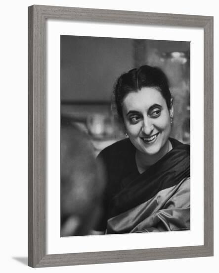 Mrs. Indira Gandhi Posing During Her Trip to the Us-Carl Mydans-Framed Premium Photographic Print