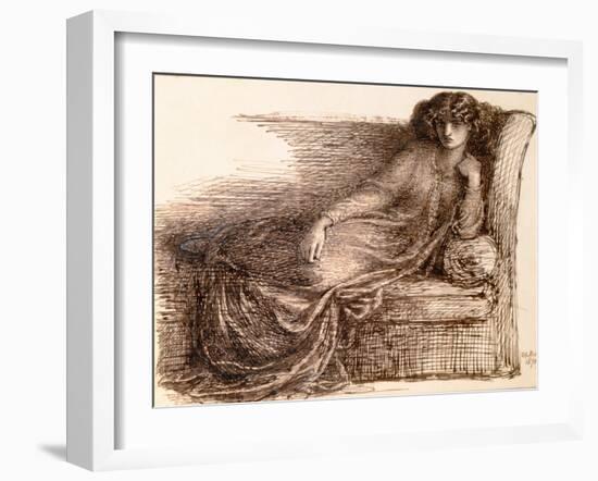 Mrs. Jane Morris Reclining on a Sofa-Dante Gabriel Rossetti-Framed Giclee Print