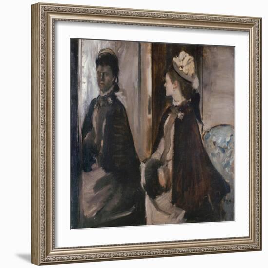 Mrs Jeantaud in the Mirror, C. 1875-Edgar Degas-Framed Giclee Print