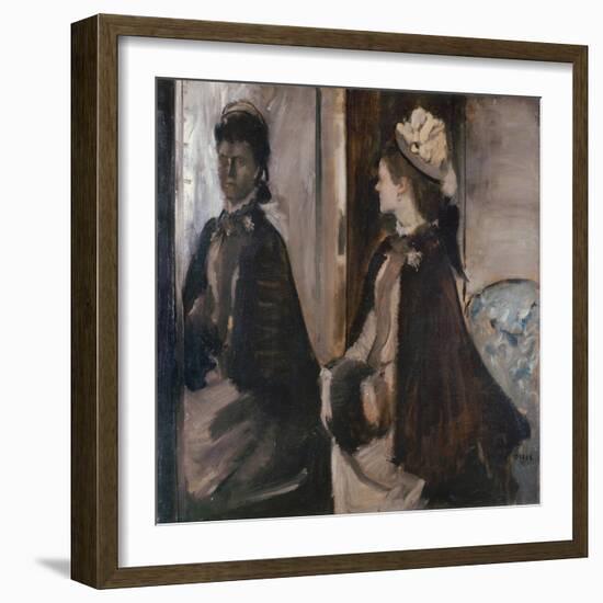 Mrs Jeantaud in the Mirror, C. 1875-Edgar Degas-Framed Giclee Print