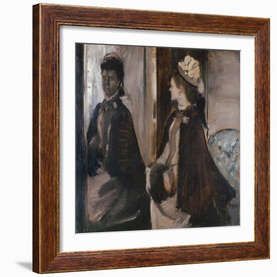 Mrs Jeantaud in the Mirror, C. 1875-Edgar Degas-Framed Giclee Print