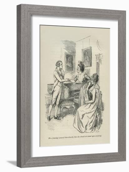 Mrs Jennings assured him directly that she should not stand upon ceremony, 1896-Hugh Thomson-Framed Giclee Print