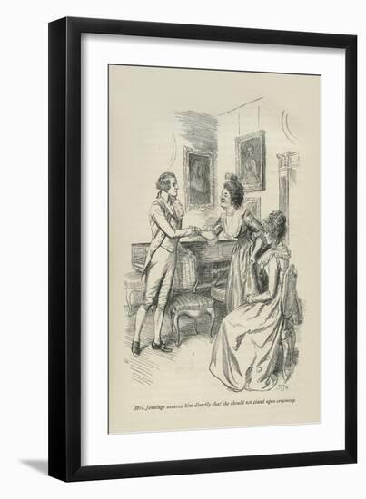 Mrs Jennings assured him directly that she should not stand upon ceremony, 1896-Hugh Thomson-Framed Giclee Print