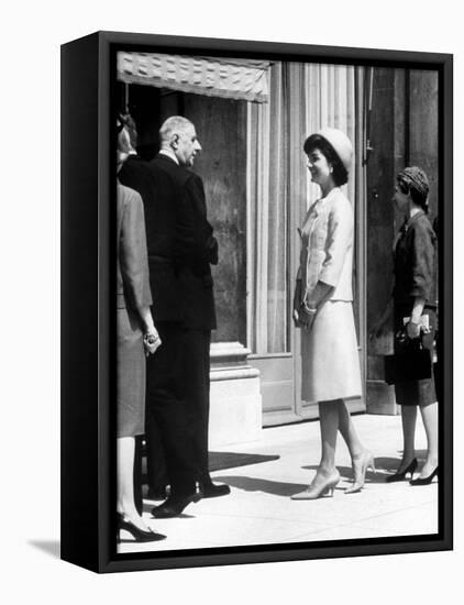 Mrs. John F. Kennedy at Diplomatic Reception During Paris Visit with Charles Degaulle-null-Framed Premier Image Canvas