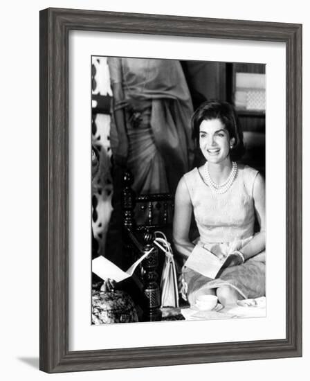 Mrs. John F. Kennedy During Her Tour of India-Art Rickerby-Framed Photographic Print