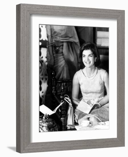 Mrs. John F. Kennedy During Her Tour of India-Art Rickerby-Framed Photographic Print