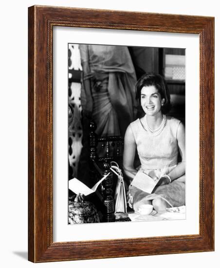 Mrs. John F. Kennedy During Her Tour of India-Art Rickerby-Framed Photographic Print