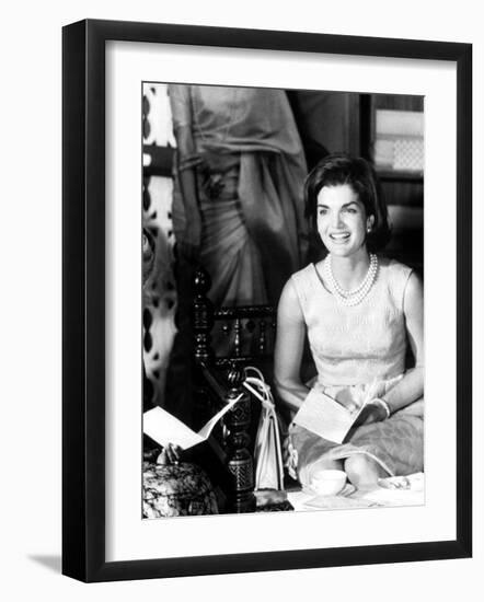 Mrs. John F. Kennedy During Her Tour of India-Art Rickerby-Framed Photographic Print