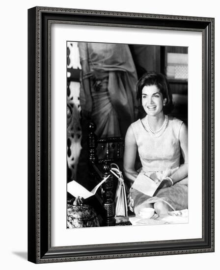 Mrs. John F. Kennedy During Her Tour of India-Art Rickerby-Framed Photographic Print