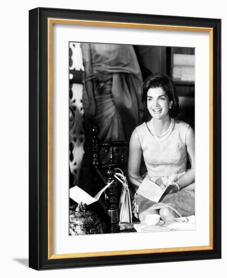 Mrs. John F. Kennedy During Her Tour of India-Art Rickerby-Framed Photographic Print