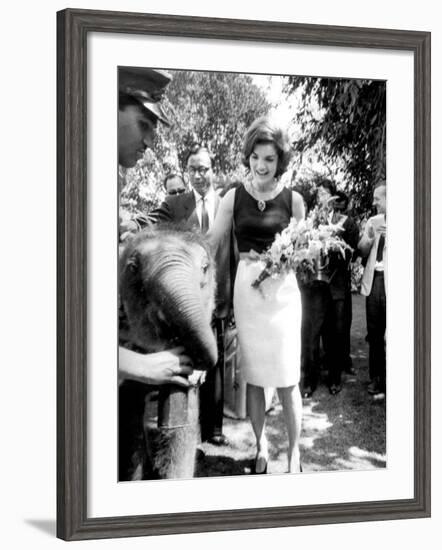 Mrs John F. Kennedy During Her Tour of India-null-Framed Premium Photographic Print