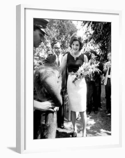 Mrs John F. Kennedy During Her Tour of India-null-Framed Premium Photographic Print