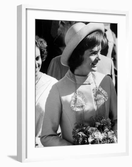 Mrs. John F. Kennedy Visiting India-null-Framed Premium Photographic Print