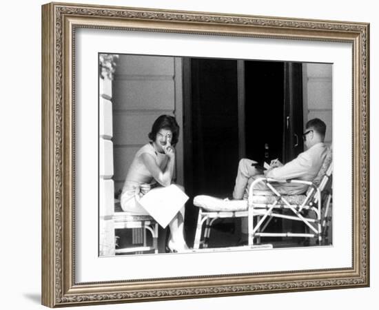 Mrs. John F. Kennedy with Mr. John Kenneth Galbraith During Her Tour of India-null-Framed Photographic Print