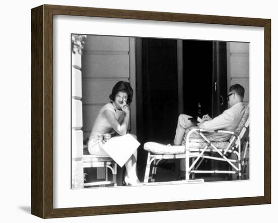 Mrs. John F. Kennedy with Mr. John Kenneth Galbraith During Her Tour of India-null-Framed Photographic Print