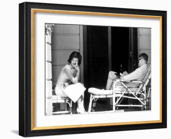 Mrs. John F. Kennedy with Mr. John Kenneth Galbraith During Her Tour of India-null-Framed Photographic Print