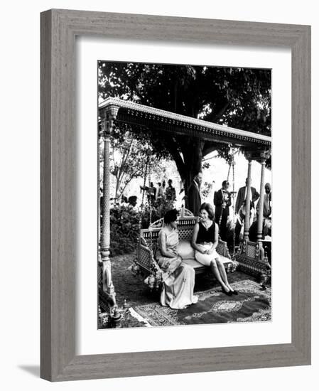 Mrs. John F. Kennedy with Mrs. Indira Gandhi During Her Visit to India-null-Framed Premium Photographic Print