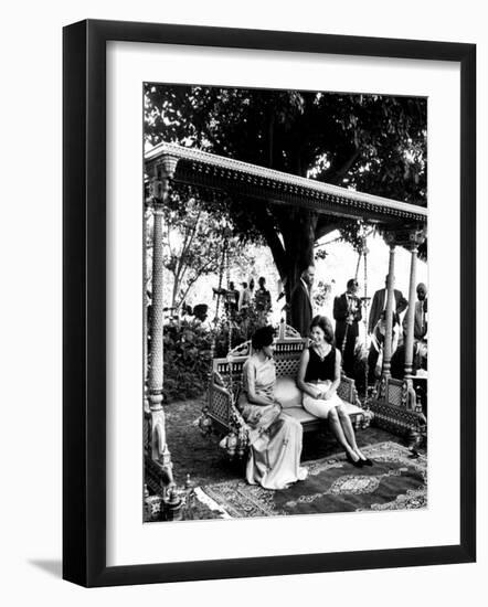 Mrs. John F. Kennedy with Mrs. Indira Gandhi During Her Visit to India-null-Framed Premium Photographic Print