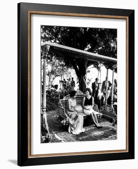 Mrs. John F. Kennedy with Mrs. Indira Gandhi During Her Visit to India-null-Framed Premium Photographic Print