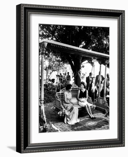 Mrs. John F. Kennedy with Mrs. Indira Gandhi During Her Visit to India-null-Framed Premium Photographic Print